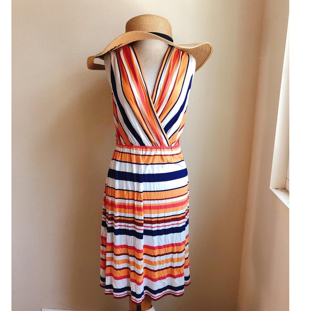 Merona Orange Multi-stripe Surplice Dress